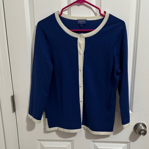 Pendleton Sweaters - Vintage Pendleton Royal Blue Silk Blend Cardigan Sweater – Size Small